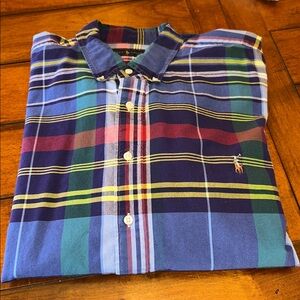 Ralph Lauren Blue and Green Plaid Button Down Shirt
